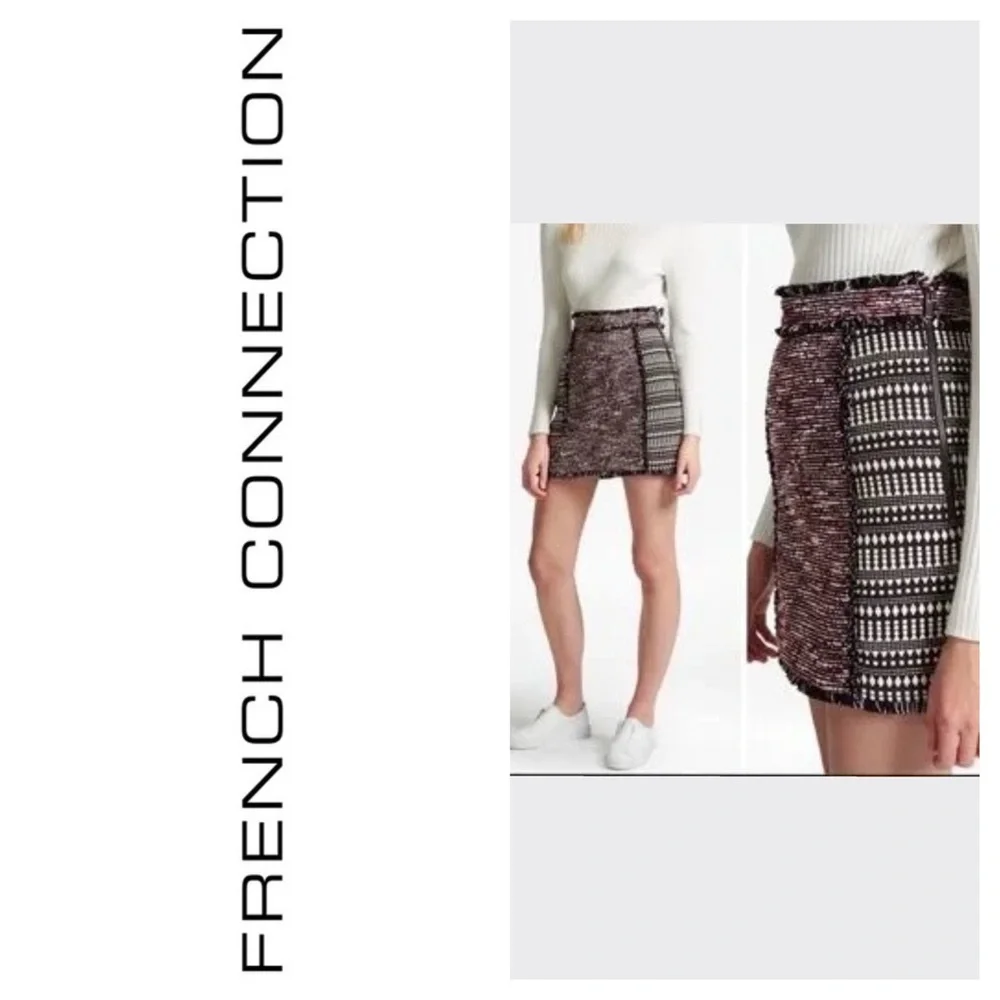 NWT French Connection Pixel Mix Tweed Miniskirt sz 6